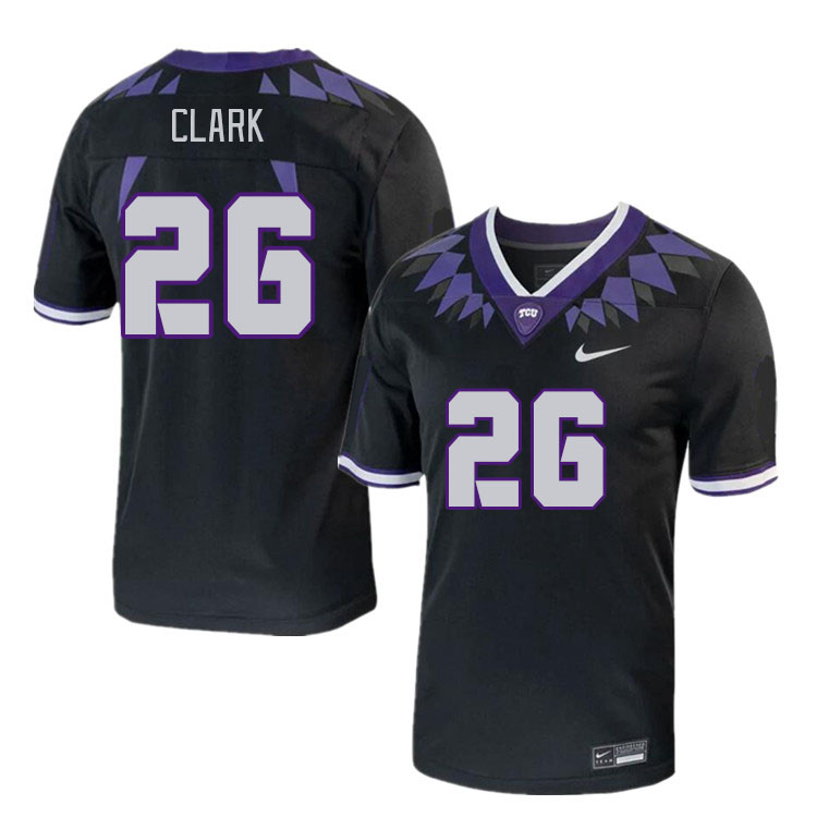 Men #26 Bud Clark TCU Horned Frogs 2023 College Footbal Jerseys Stitched-Black - Click Image to Close